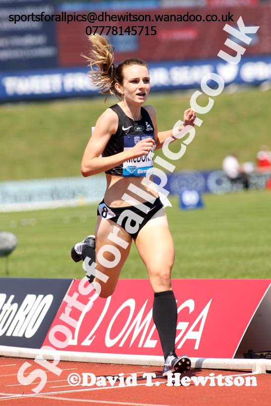 Sarah McDonald (GB) wins the womens 1500 metres, IAAF Diamond League, Birmingham. Photo: David T. Hewitson/Sports for All Pics